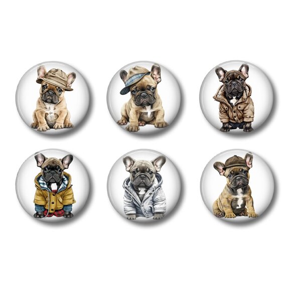 Cute French Bulldog Magnets, Refrigerator Magnets, Frenchie Lover Magnets 1-1/2" - Picture 1 of 2
